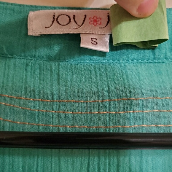 Lovely JoyJoy thin long sleeve teal with orange embroidery size S - Picture 2 of 4